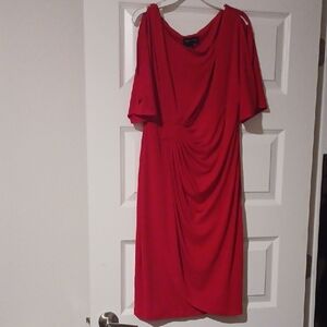 Elegant Red Draped Women’s Dress